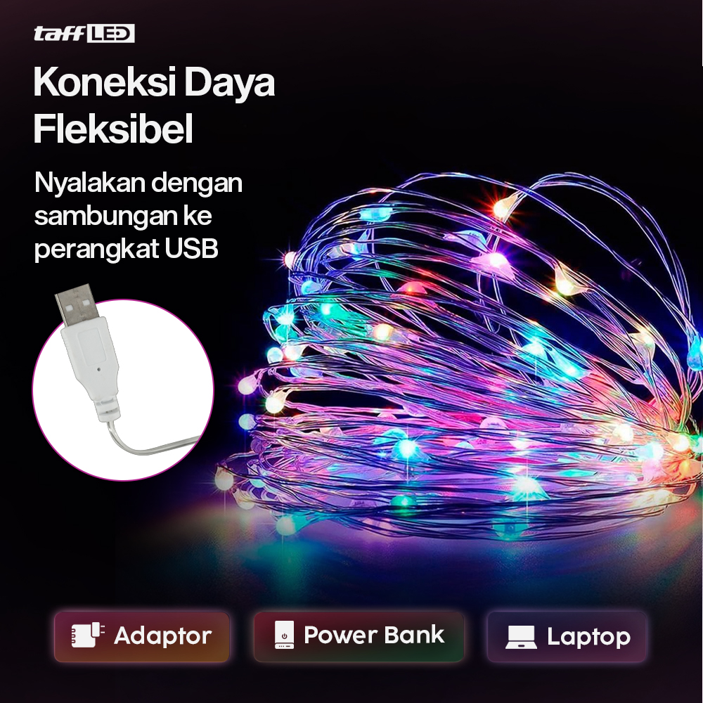 Gambar produk TaffLED Lampu Hias String Lights Waterproof USB Power 50 LED 5M - SZ