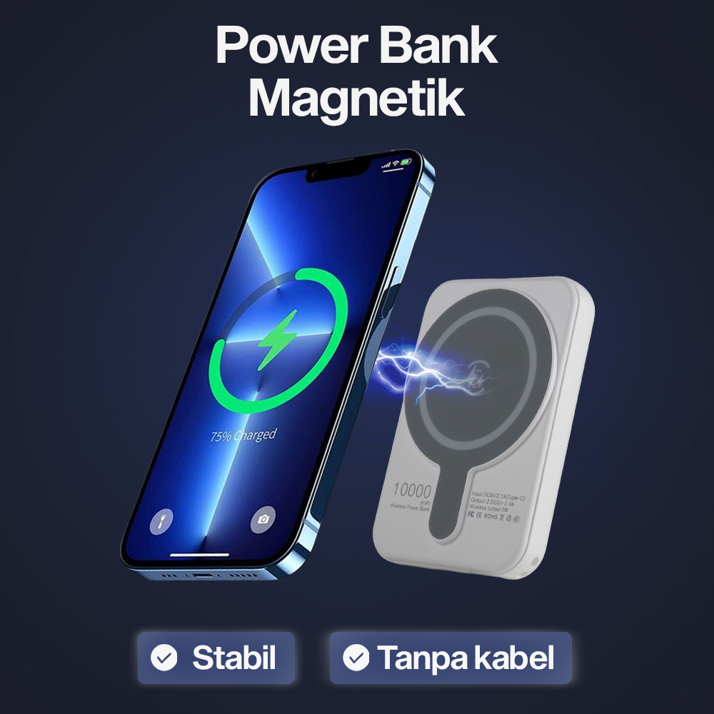 Gambar produk Tollcuudda Power Bank Wireless Magnetic MagSafe PD USB 20W 10000mAh - TC374