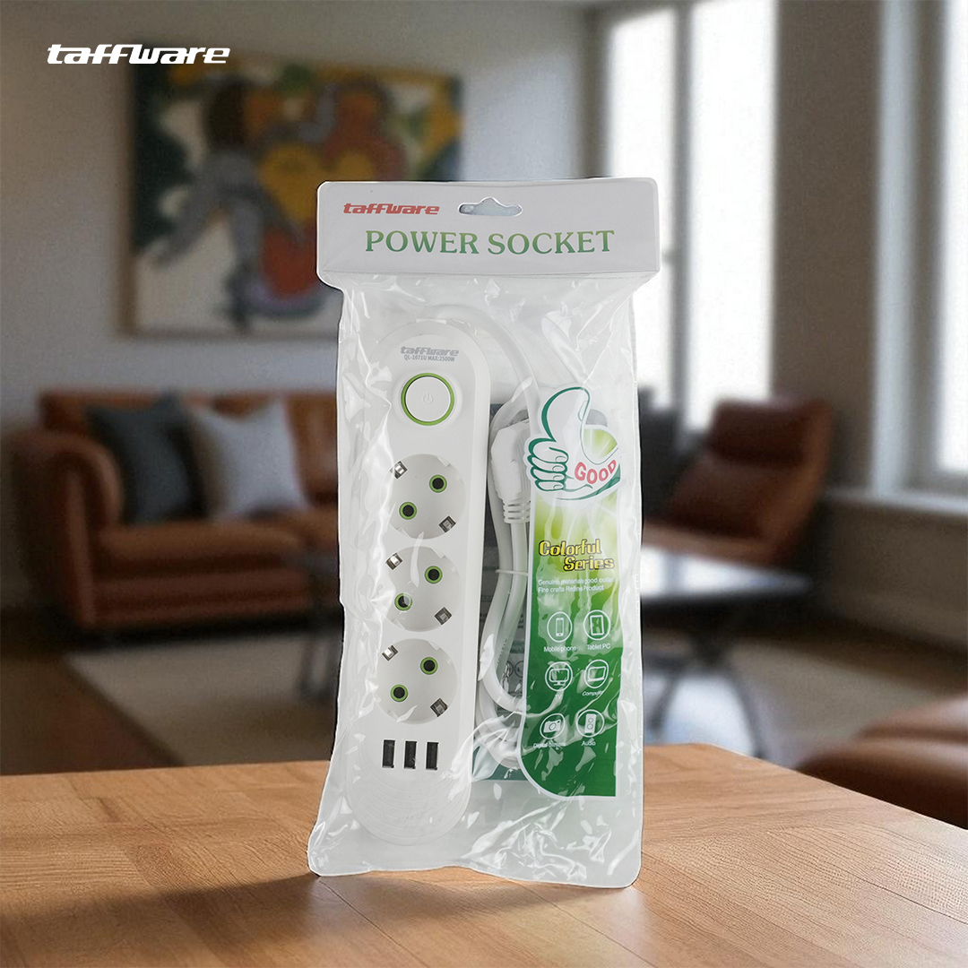 Gambar produk Taffware Stop Kontak USB Port EU Plug 10A 110-250V 2500W 3 Lubang - QL-1071U / QL-1072U