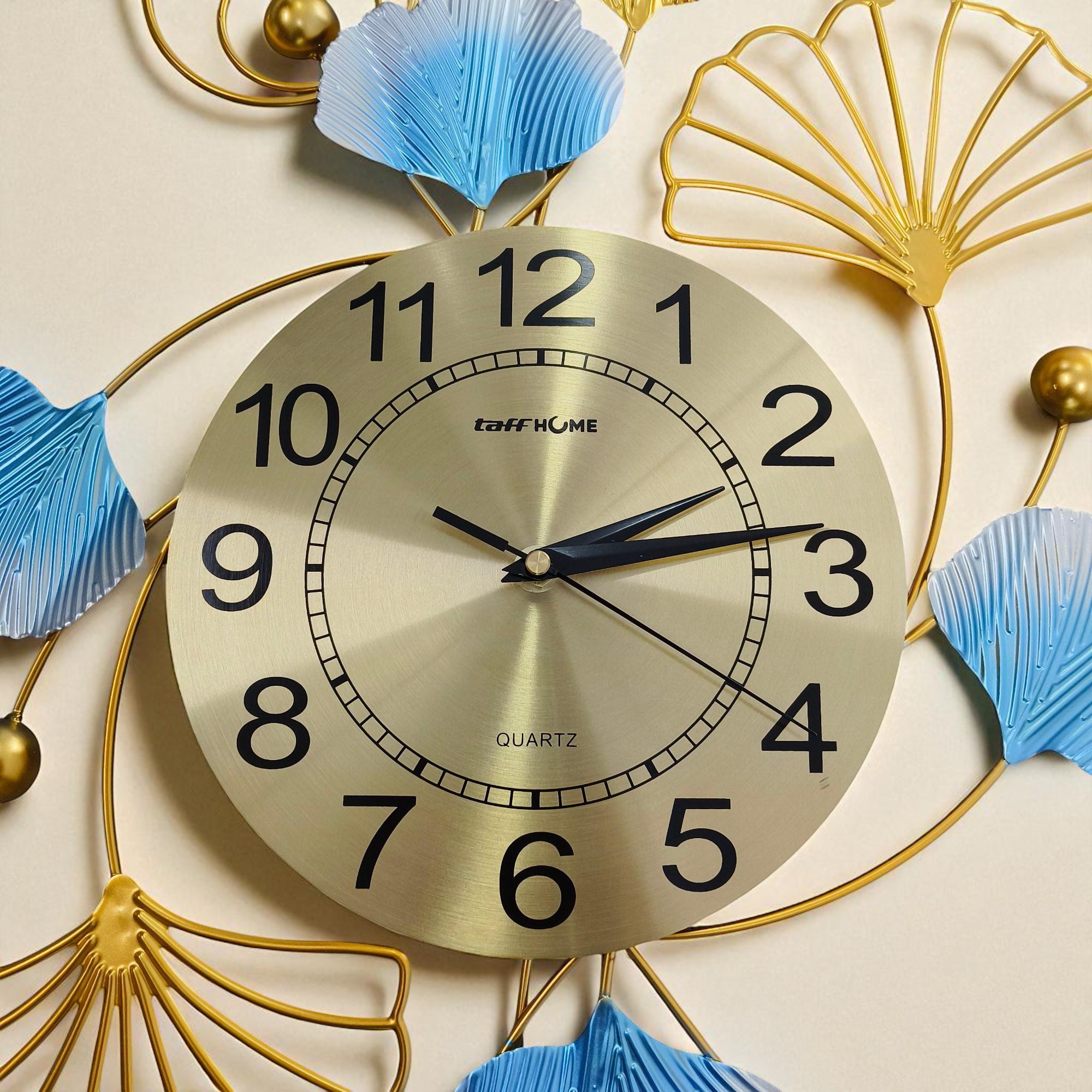 Gambar produk TaffHOME Jam Dinding Besi Elegan Ginkgo Biloba Silent Movement 91.5cm Vertical - 2221C