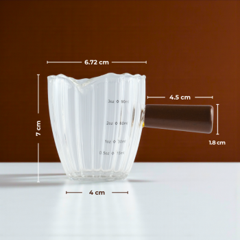 Gambar produk KESOTO Gelas Takar Kopi Espresso Shot Measuring Cup Wooden Handle 90ml - KS3