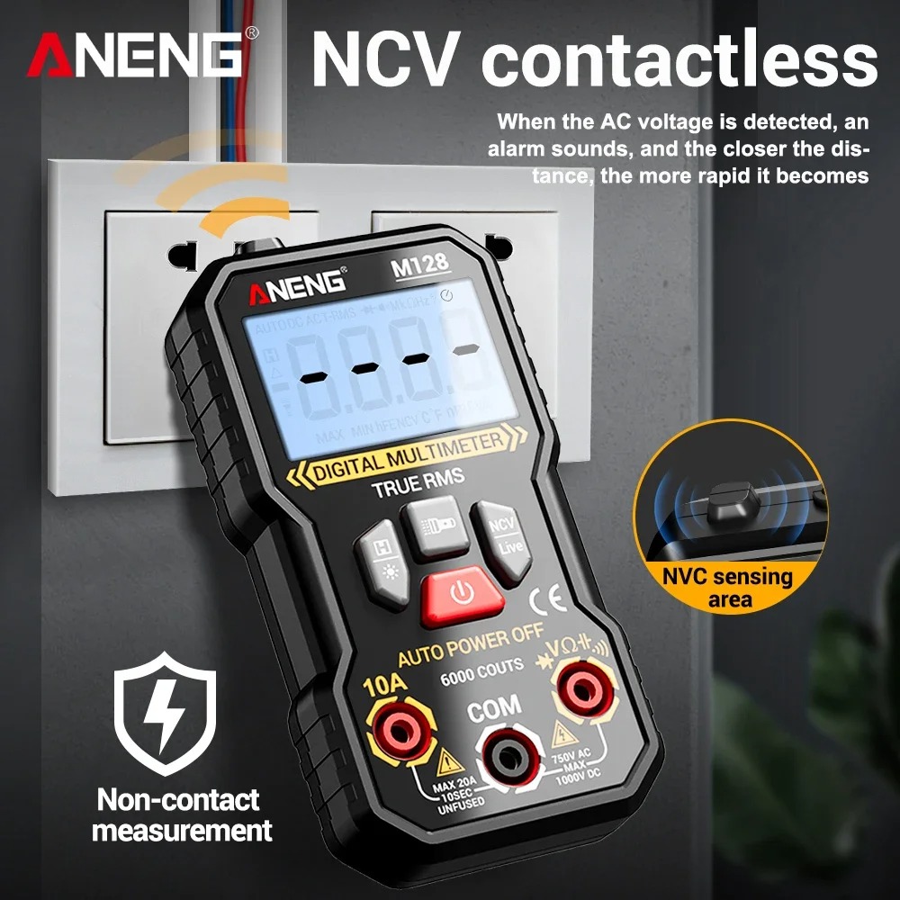 Gambar produk ANENG Digital Multimeter Voltage Tester AC/DC NCV Flash 6000 Counts - M128