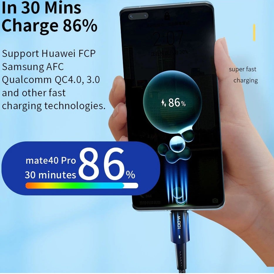 Gambar produk ESSAGER Sunset Kabel Data USB Type C to Type C Fast Charging 100W 1M - EXCTT1-CG03