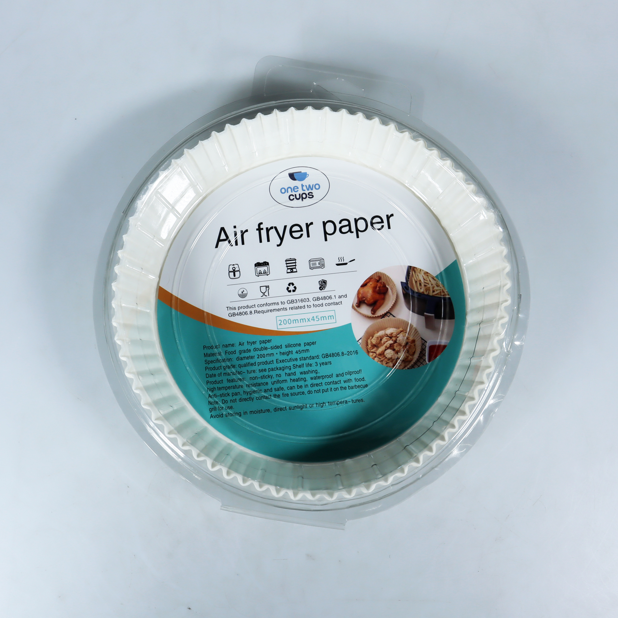 Gambar produk One Two Cups Kertas Alas Air Fryer Paper Liner Non Stick 20cm 50 PCS - HZ25
