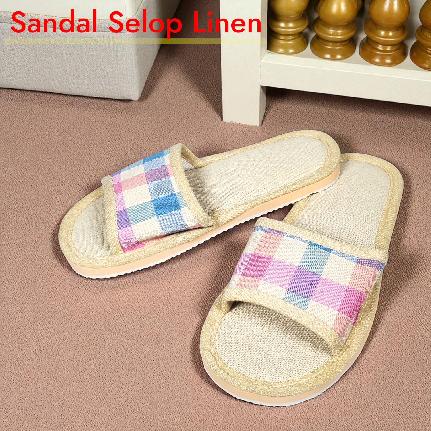 Gambar produk Suihyung Sandal Selop Linen Comfy Indoor Slipper 37-38 - YT3622