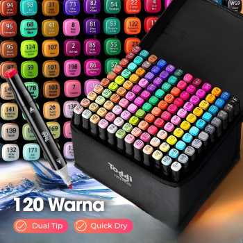 Toddi Spidol Dual Side Fine Art Brush Art Marker Set 120 Warna - CY-006