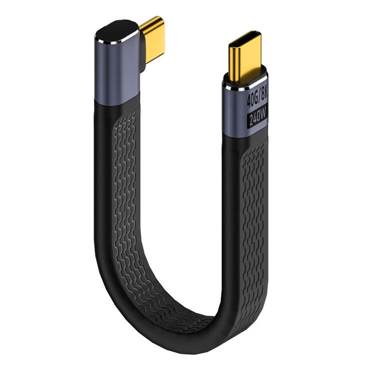 Gambar produk DIXSG Kabel USB Type C to Type C Fast Charging Thunderbolt 240W 14cm Side Bend - D13