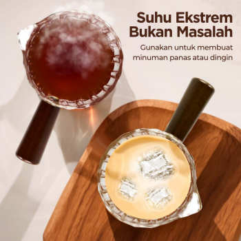 Gambar produk KESOTO Gelas Takar Kopi Espresso Shot Measuring Cup Wooden Handle 90ml - KS3