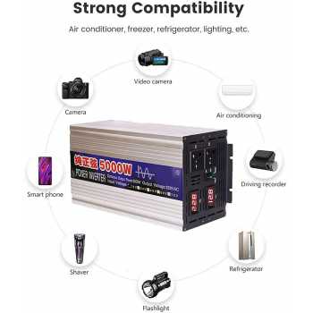 Gambar produk BEZAX Power Inverter Mobil Pure Sine Wave DC 60V to AC 220V 5000W - BZX02D