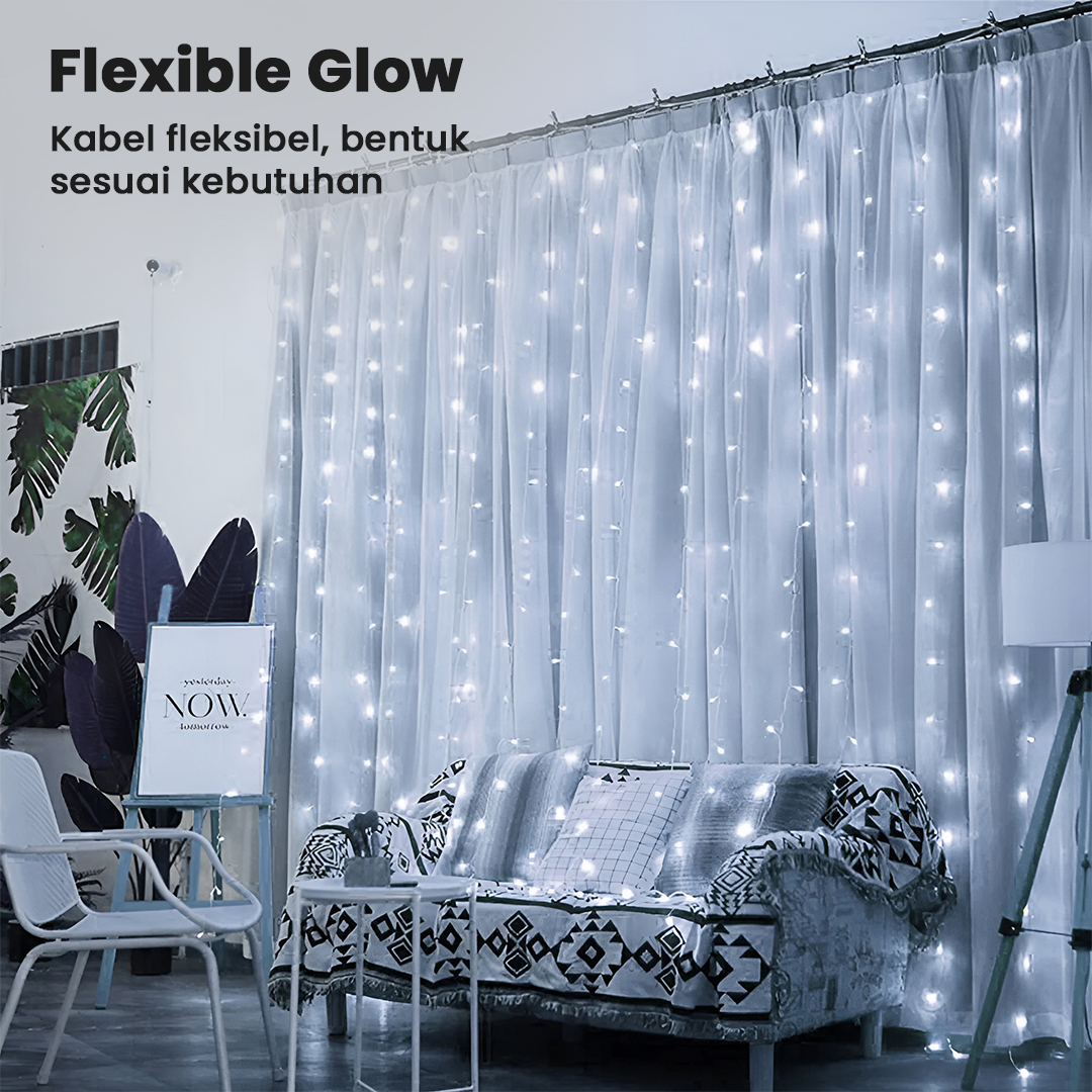 Gambar produk ANBLUB Lampu Hias Gorden String Lights Anti Air 3x3M 300LED Cool White - S-04