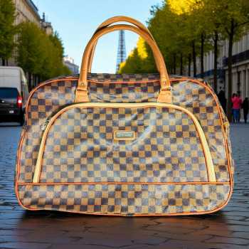 Gambar produk Rhodey RAIMIQI SEMOR Tas Jinjing Duffle Bag PU Leather Unisex 20 Inch Coffee Grid - CB001