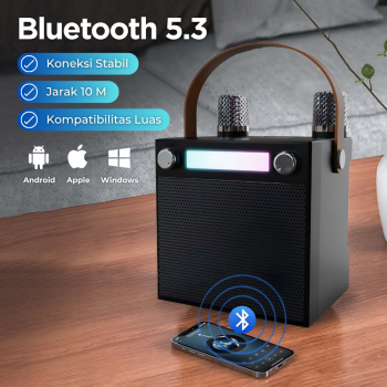 Gambar produk MUWIND Speaker Bluetooth Karaoke Portable RGB with 2 Wireless 10W - WJ-A837