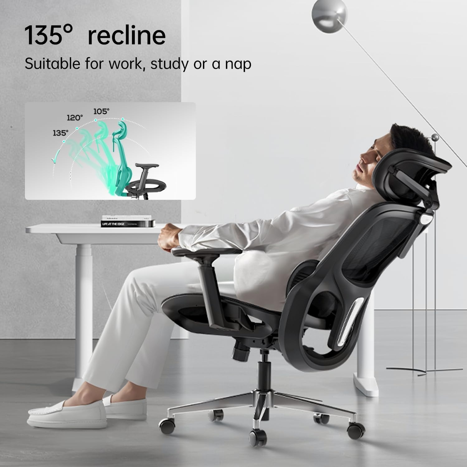 Gambar produk HBADA Kursi Kantor Office Chair 3D Lumbar Support Flexible Armrest - P2 Pro