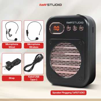Gambar produk TaffSTUDIO Speaker Pinggang Bluetooth Voice Amplifier 2 Microphone 8W - S25