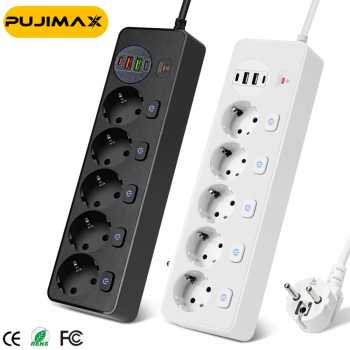 Gambar produk PUJIMAX Stop Kontak Power Strip Colokan Listrik USB 250V 3250W 5 Plug - BKL-505EU