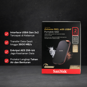 Gambar produk SanDisk Extreme PRO Portable SSD 3800MB/s USB Type C 4.0 2TB - SDSSDE82