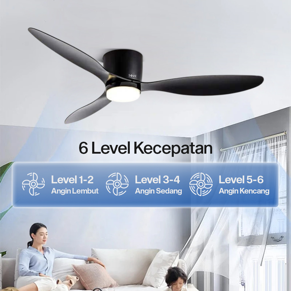 Gambar produk SOVE Kipas Angin Gantung Lampu Tri Color Ceiling Fan 42 Inch - YN-45