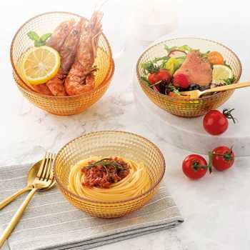 Gambar produk QIDIAN Mangkok Kaca Borosilicate Glass Thousand Star Salad Bowl 400ml - Q400