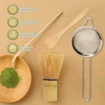 Baiben Li Chasen Bamboo Whisk Matcha 78 Thread Pengaduk Teh 4in1 - B41