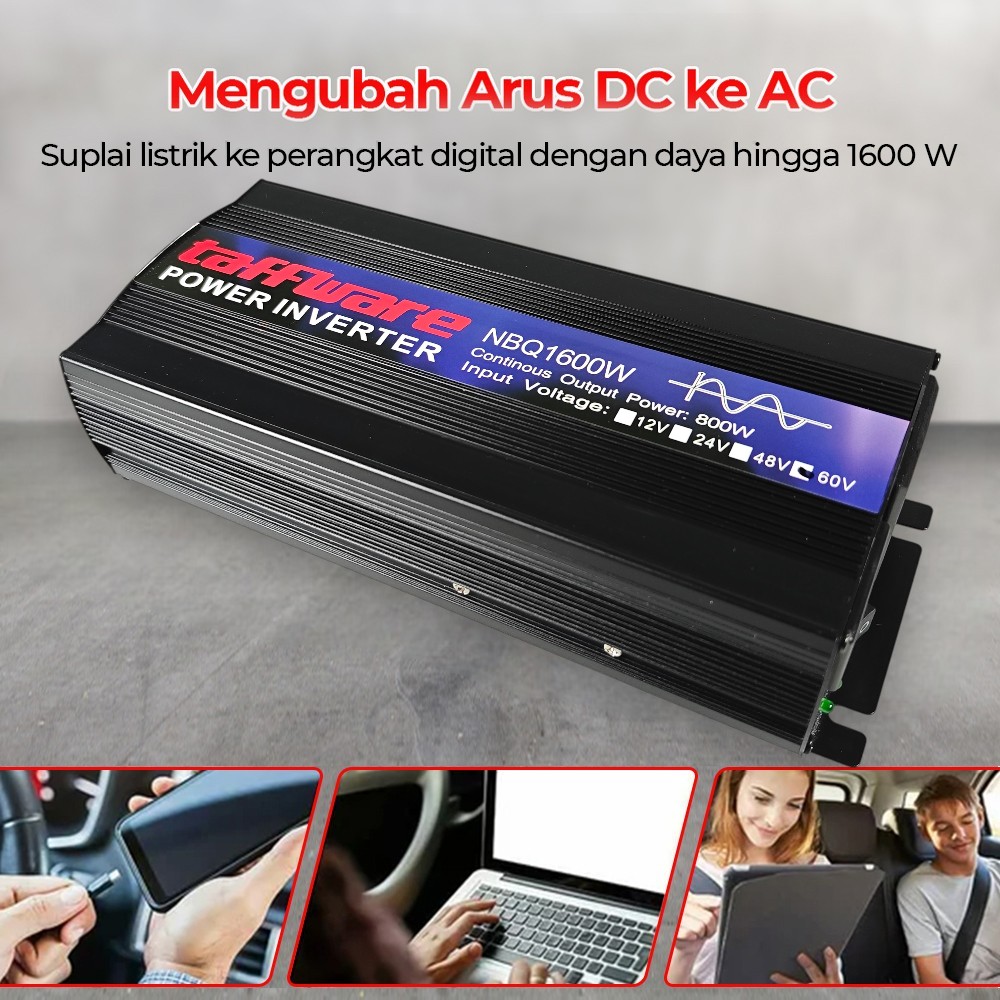 Gambar produk Taffware Power Inverter Mobil Pure Sine Wave AC 220V 1600W DC 60V - NBQ1600W