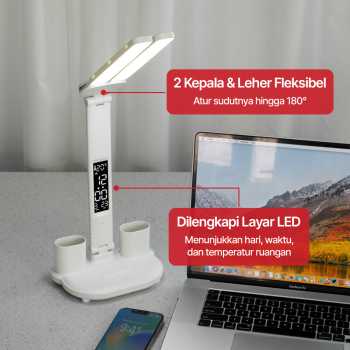 Gambar produk TaffLED Lampu Meja Baca LED Display Double Head Rechargeable 3in1 7W - BST-7019