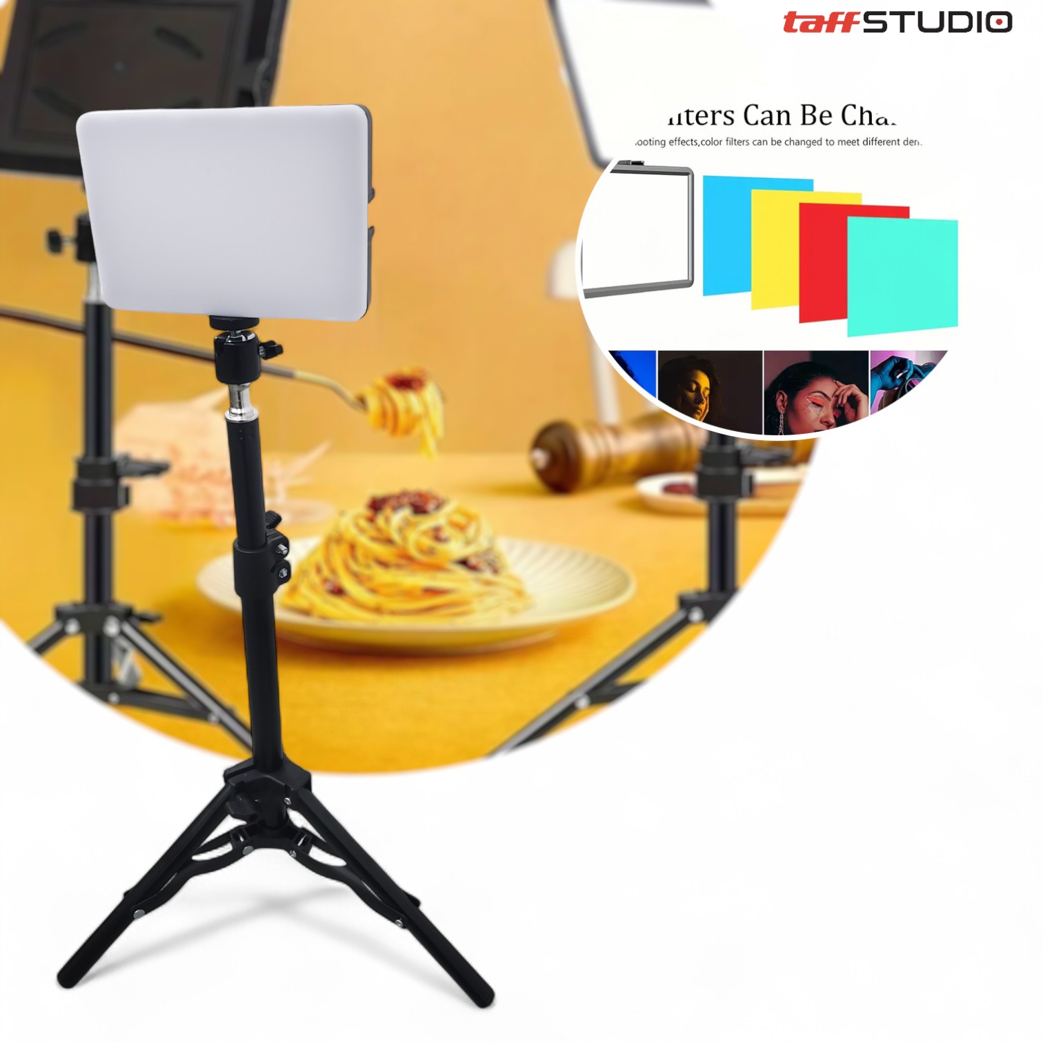 Gambar produk TaffSTUDIO Lampu Studio Fill Light Dimmable 3in1 Color with Tripod 50cm 6 Inch - ZD610