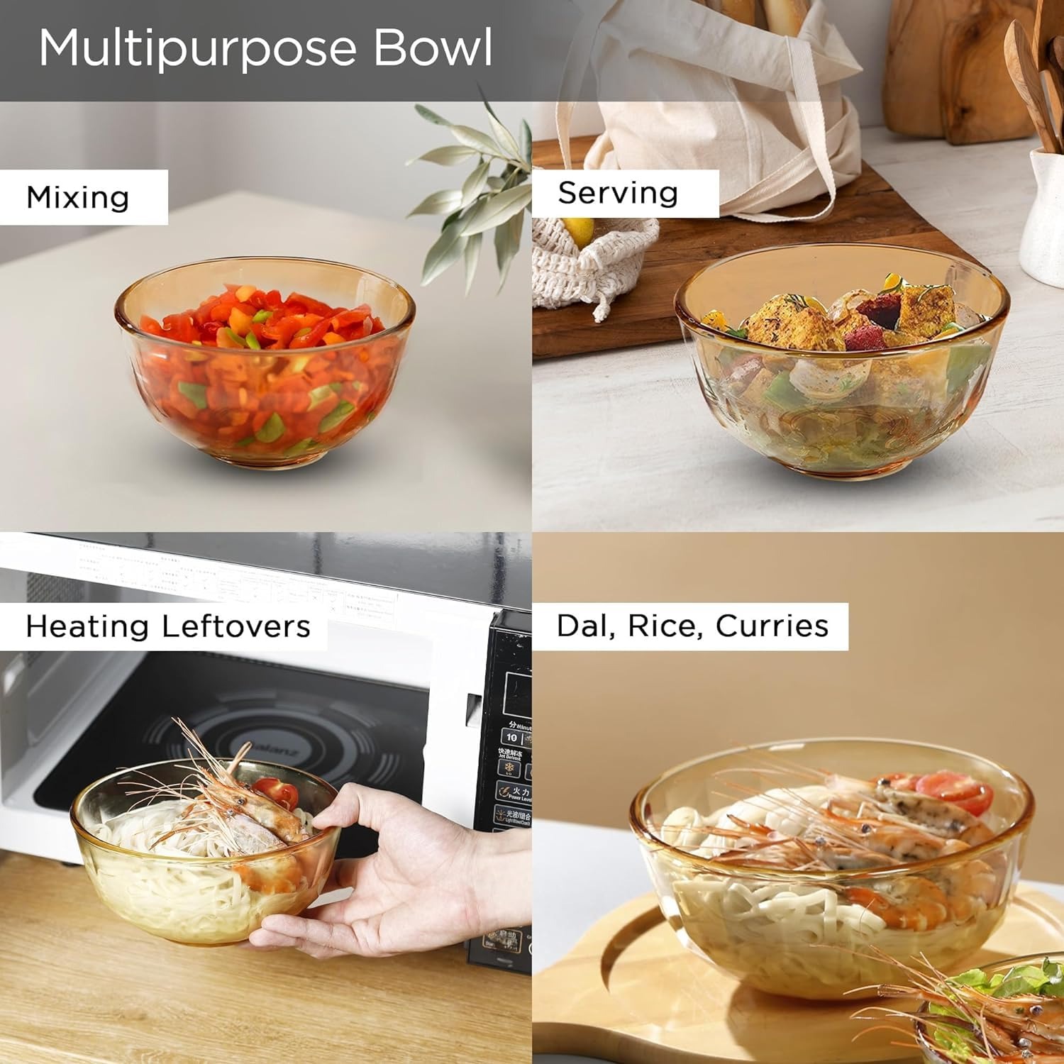 Gambar produk Heart Home Mangkok Kaca Borosilicate Glass Rice Soup Bowl 450ml - H450