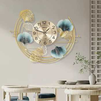 Gambar produk TaffHOME Jam Dinding Besi Elegan Ginkgo Biloba Silent Movement 66cm - 2086C