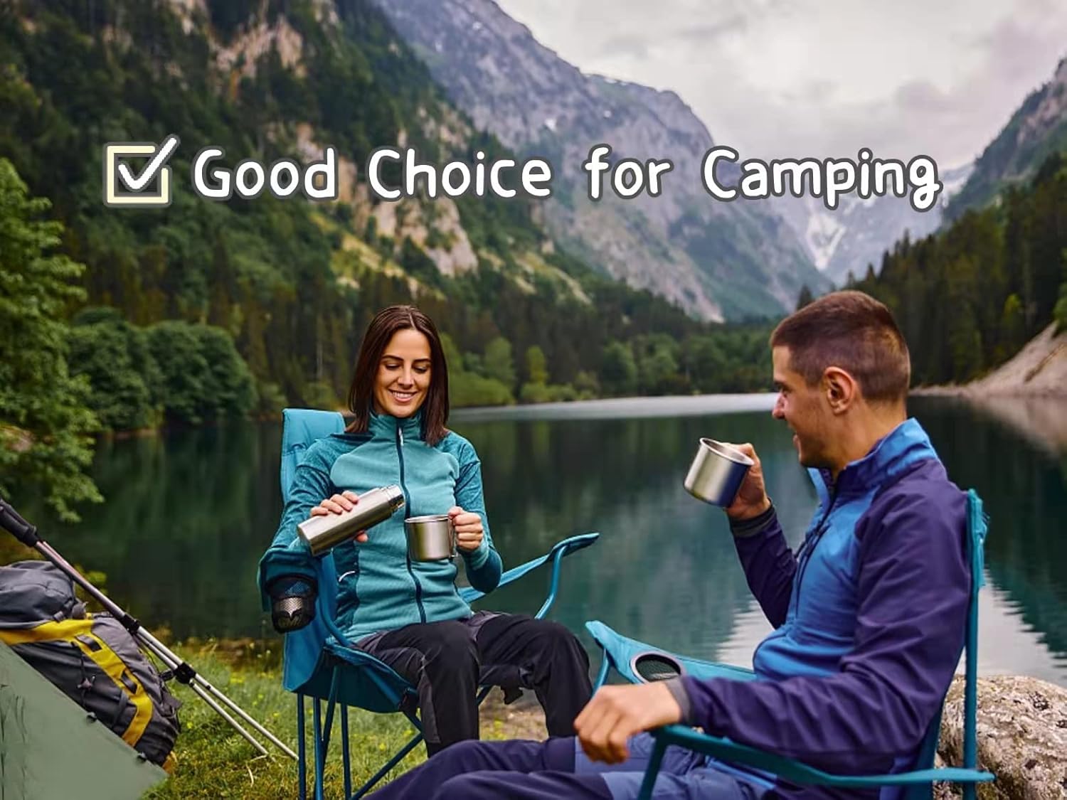 Gambar produk MyTrip Cangkir Kopi Stainless Steel Gagang Lipat Camping Mug 500ml - INU164