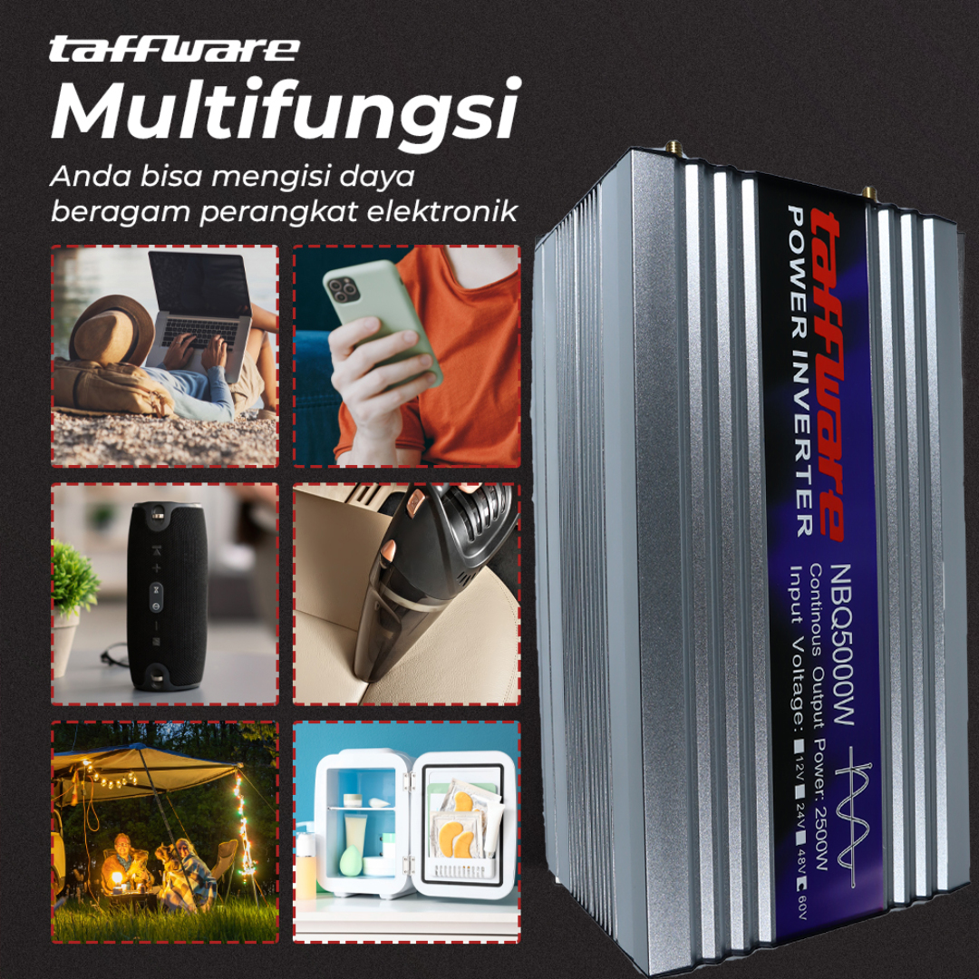 Gambar produk Taffware Power Inverter Mobil Pure Sine Wave DC 60V to AC 220V 5000W - NBQ5000W