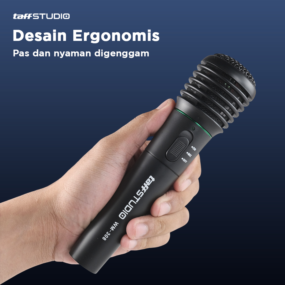 Gambar produk TaffSTUDIO Mikrofon Karaoke Mic Profesional 2 in 1 Wireless Wired - WM-308