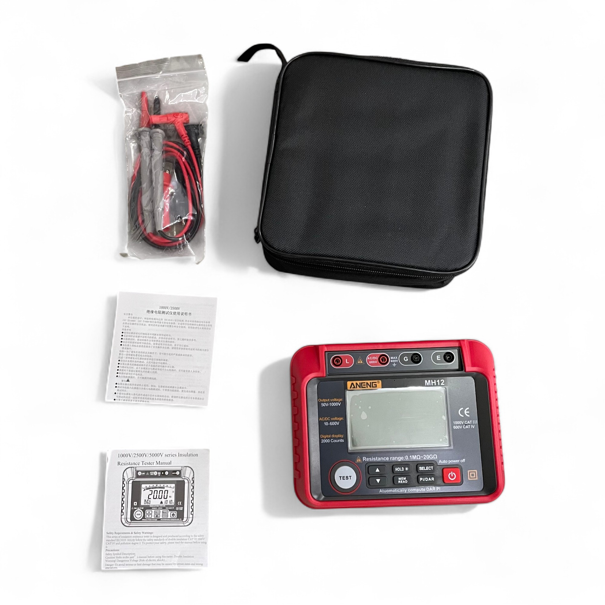 Gambar produk ANENG Digital Megohmmeter Voltage Tester Multifunction Megger Tool - MH12