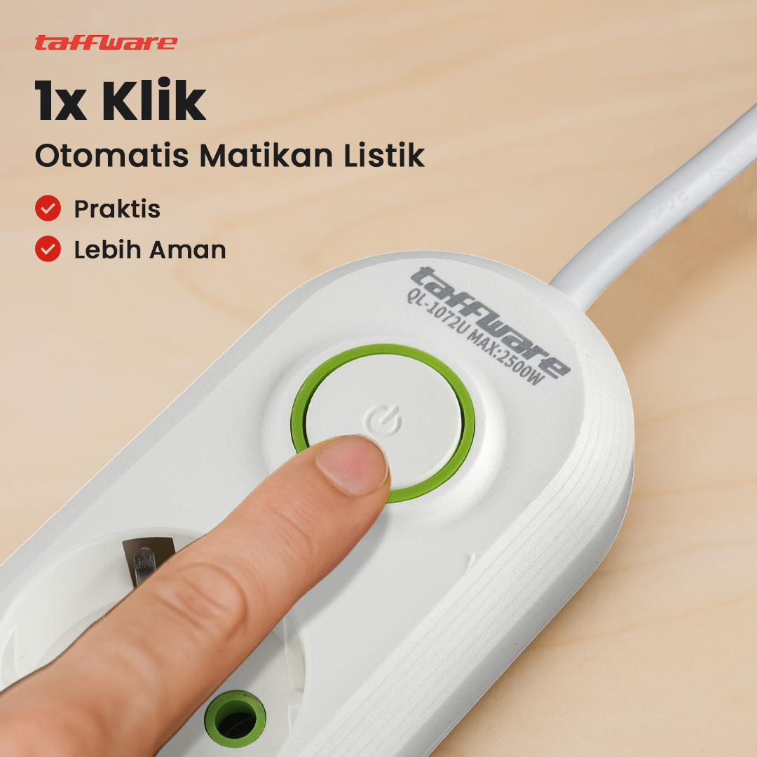 Gambar produk Taffware Stop Kontak USB Port EU Plug 10A 110-250V 2500W 3 Lubang - QL-1071U / QL-1072U