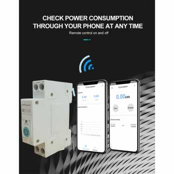 Gambar produk Taffware Din Rail 1P WiFi Circuit Breaker Smart TUYA kWh Meter Timer - 1P-J-63