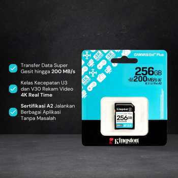 Gambar produk Kingston Canvas Go! Plus SDHC Gen4 U3 V30 200MB/s 256GB - SDG4