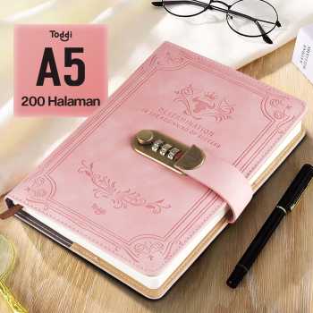 Toddi Buku Jurnal Leather Determination A5 200 Halaman Grid with Lock - TDD3