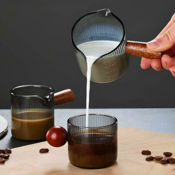 Gambar produk KESOTO Gelas Takar Kopi Espresso Shot Measuring Cup Wooden Glass 120ml - KS21