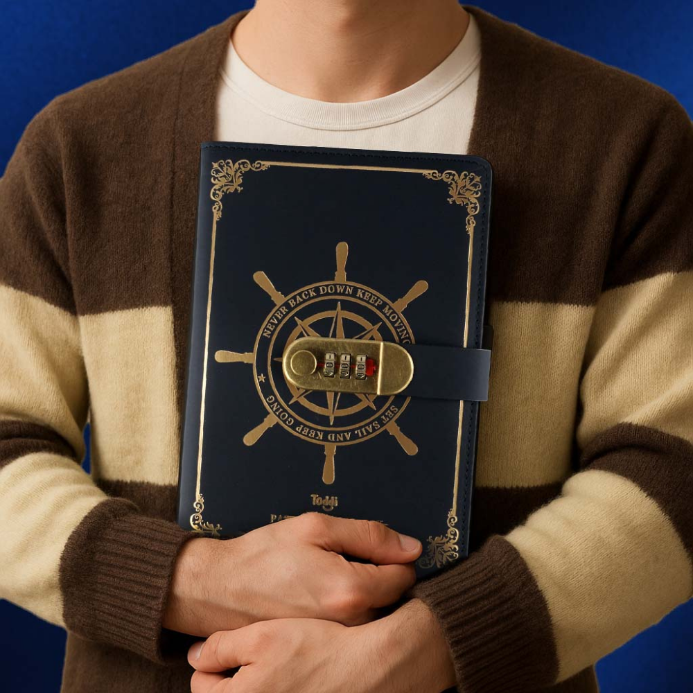 Gambar produk Toddi Buku Jurnal Leather Vintage Pirate A5 200 Halaman Grid with Lock - 10001