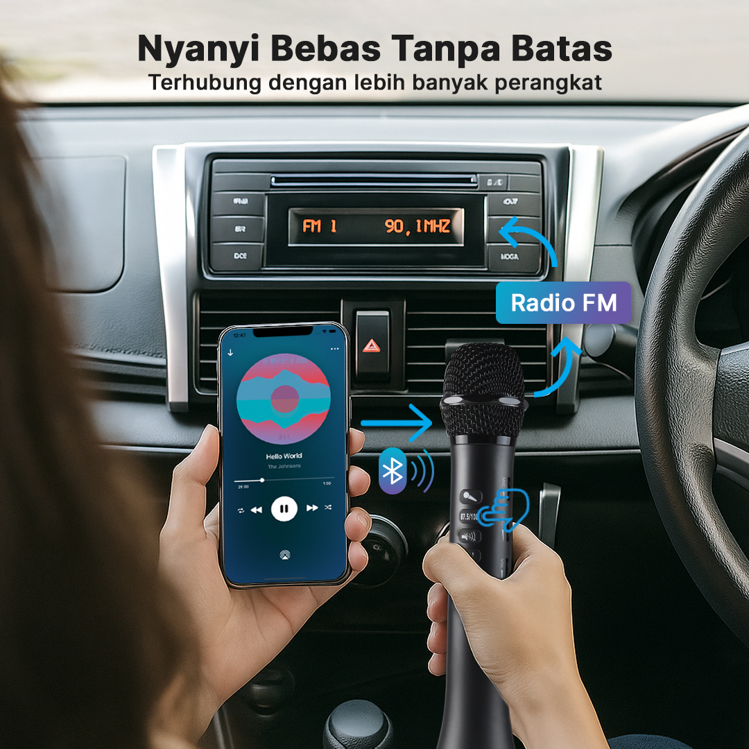 Gambar produk Lewinner Mikrofon Karaoke Wireless Bluetooth Speaker Portable - L-698
