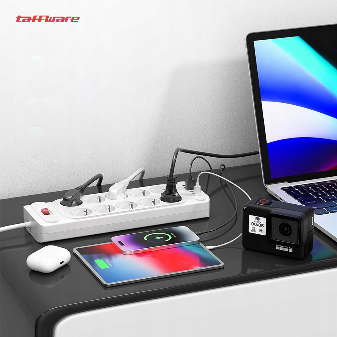 Gambar produk Taffware Stop Kontak USB Type C EU Plug 10A 110-250V 2500W 10 Lubang - QL-1077U / QL-1078U