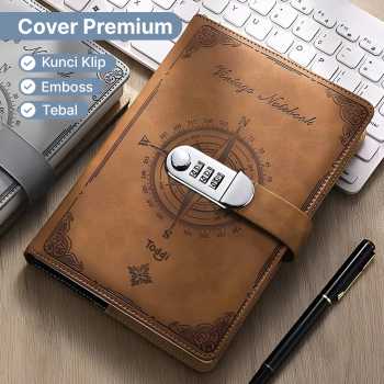 Gambar produk Toddi Buku Jurnal Leather Diary 200 Halaman Grid A5 with Lock - TD22