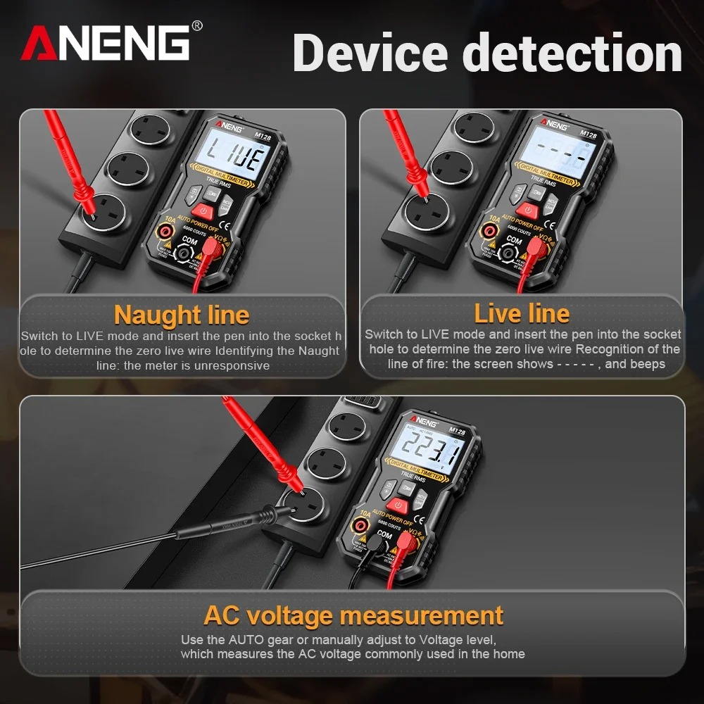 Gambar produk ANENG Digital Multimeter Voltage Tester AC/DC NCV Flash 6000 Counts - M128