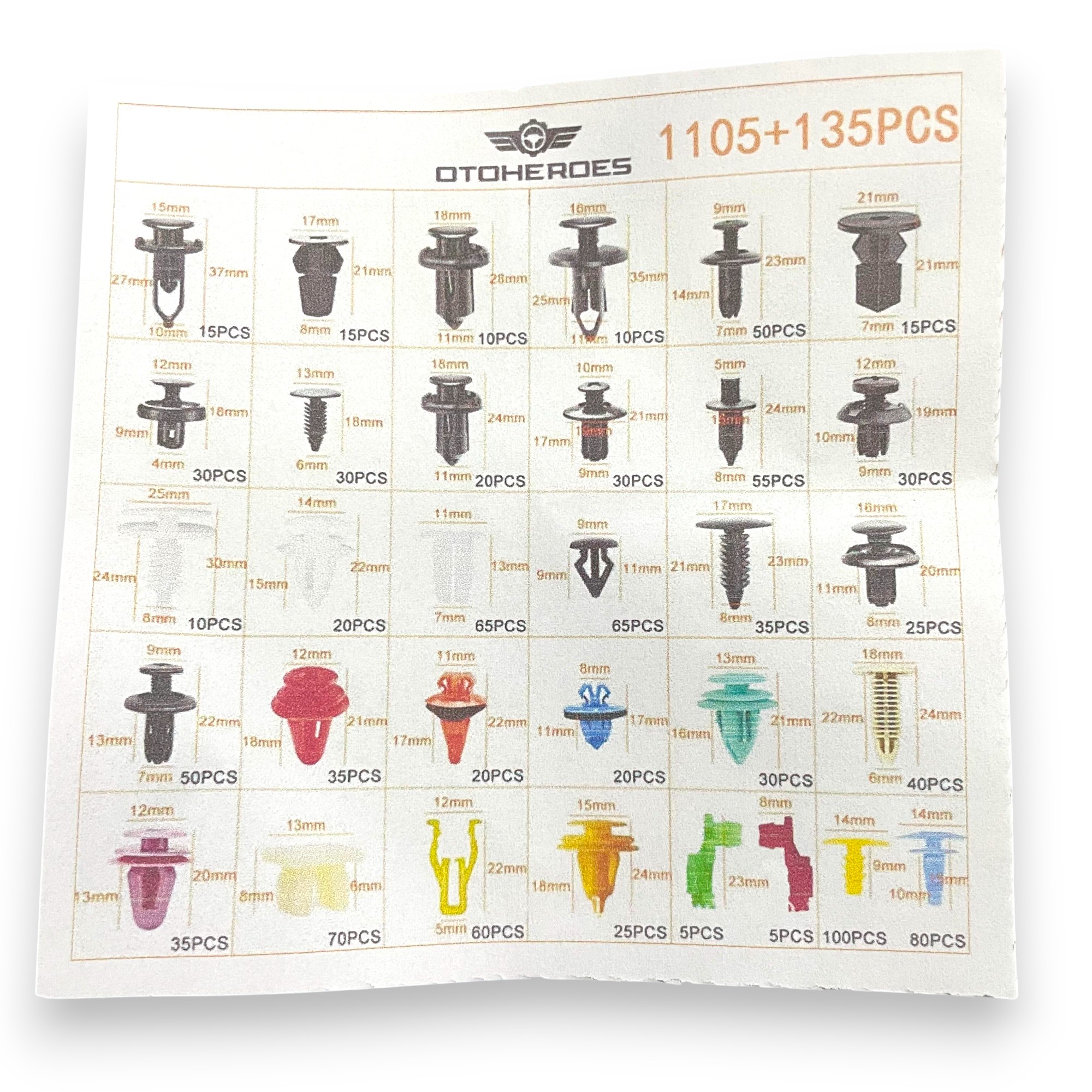Gambar produk OTOHEROES Kancing Klip Mobil Baut Rivet Trim Retainer Clip 1240 PCS - YH12