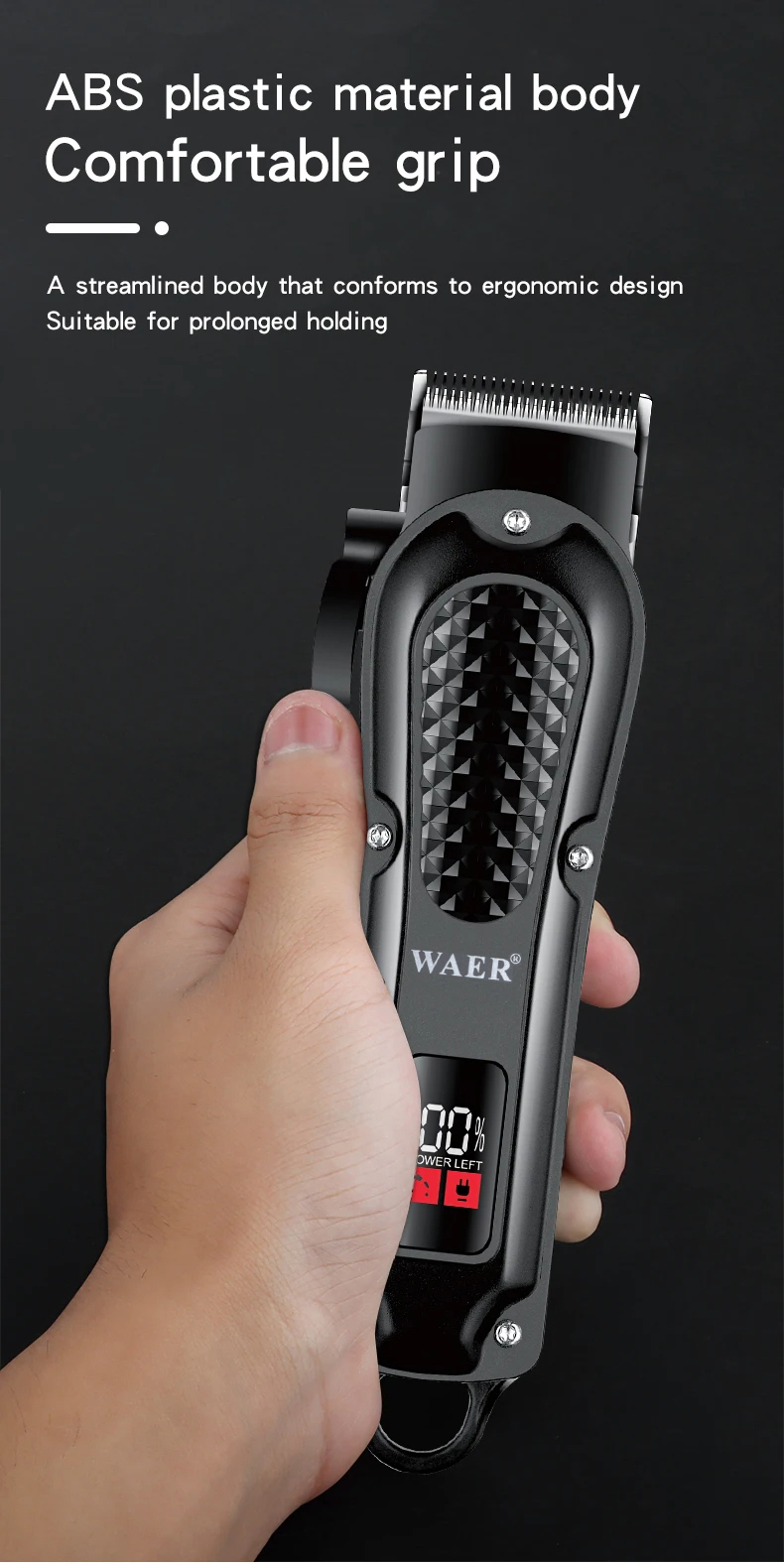 Gambar produk WAER Alat Cukur Rambut Elektrik Hair Clipper Trimmer LCD 1500mAh - WA-2922