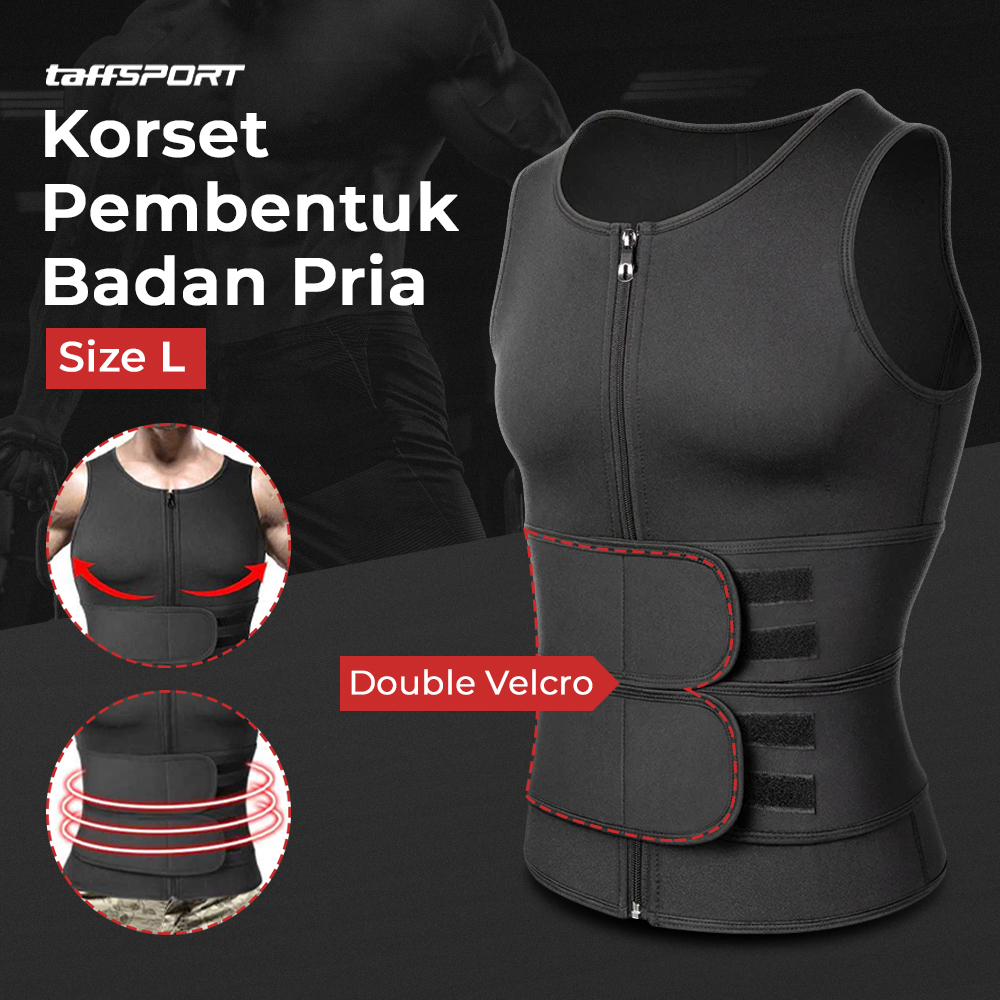 Gambar produk TaffSPORT Korset Pembentuk Badan Pria Waist Fat Burner Double Velcro L - MWL10