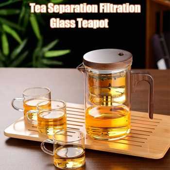 Gambar produk TERNITEA Teko Teh Kaca Saringan Tahan Panas One Click Filter Teapot 800ml - TR-68