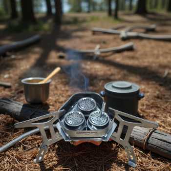 Gambar produk TaffSPORT Kompor Gas Portable Lipat 3 Burner Ultralight Camping Stove - KV36