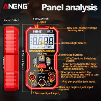 Gambar produk ANENG Digital Multimeter Voltage Tester AC/DC NCV Flash 6000 Counts - M128