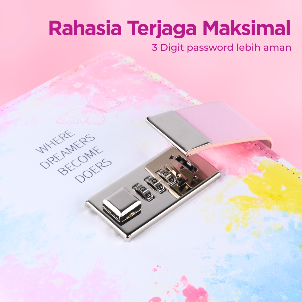Gambar produk JIALILI Buku Diary Notebook Catatan Jurnal B6 256 Halaman with Lock Butterfly - F-5