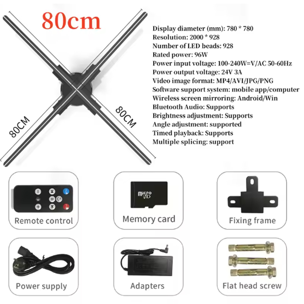Gambar produk Onlytool Proyektor Kipas 3D Hologram Display Fan Projector LED 80cm - F80